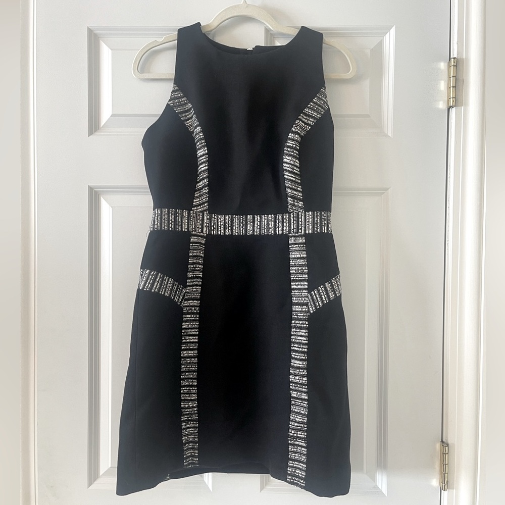 Milly NWT Black Tweed Insert Shift Dress